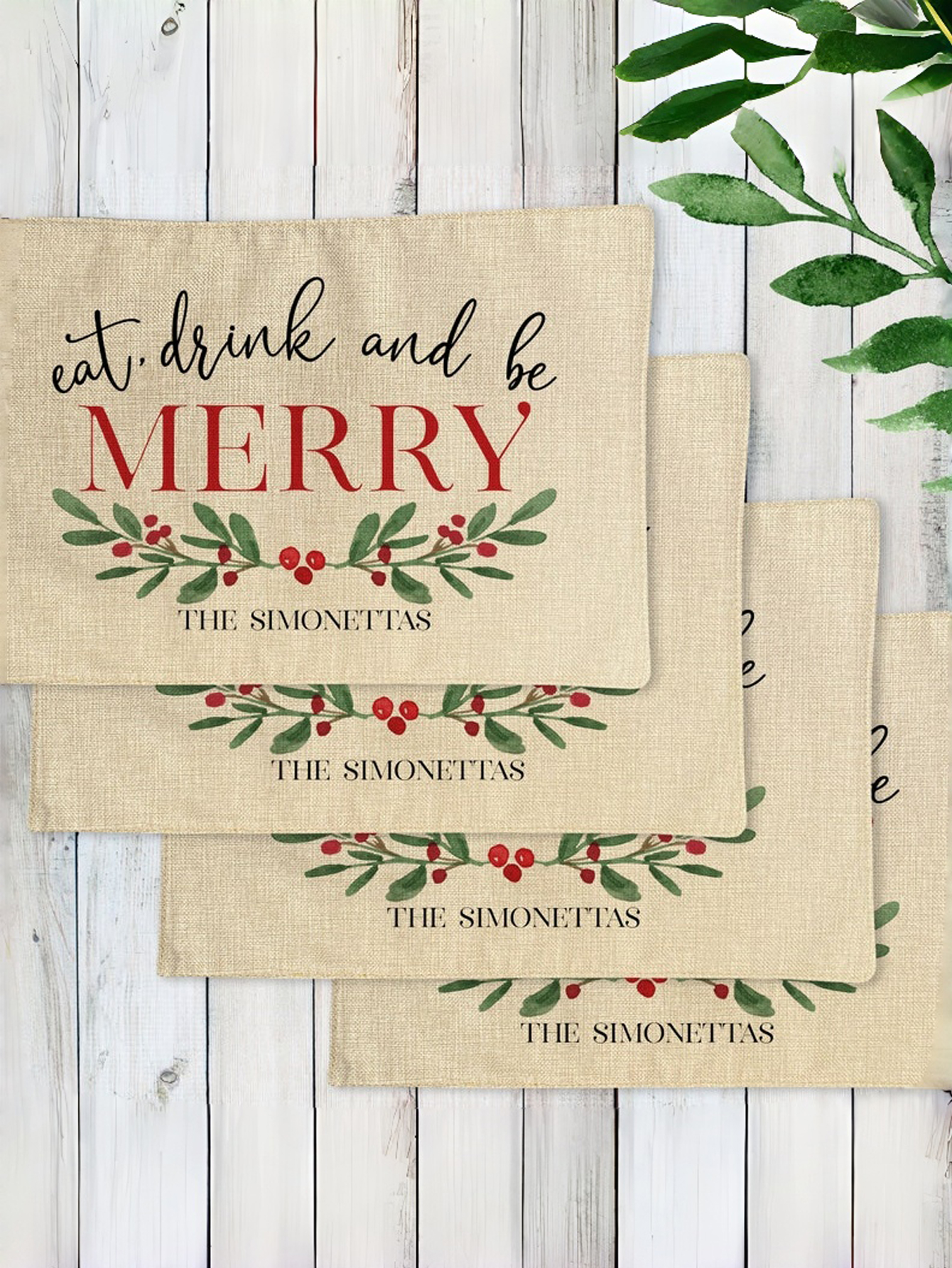 Personalized Merry Christmas Placemats